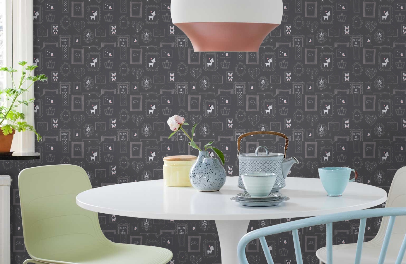 Обои 36991-3 фото в интерьере кухни