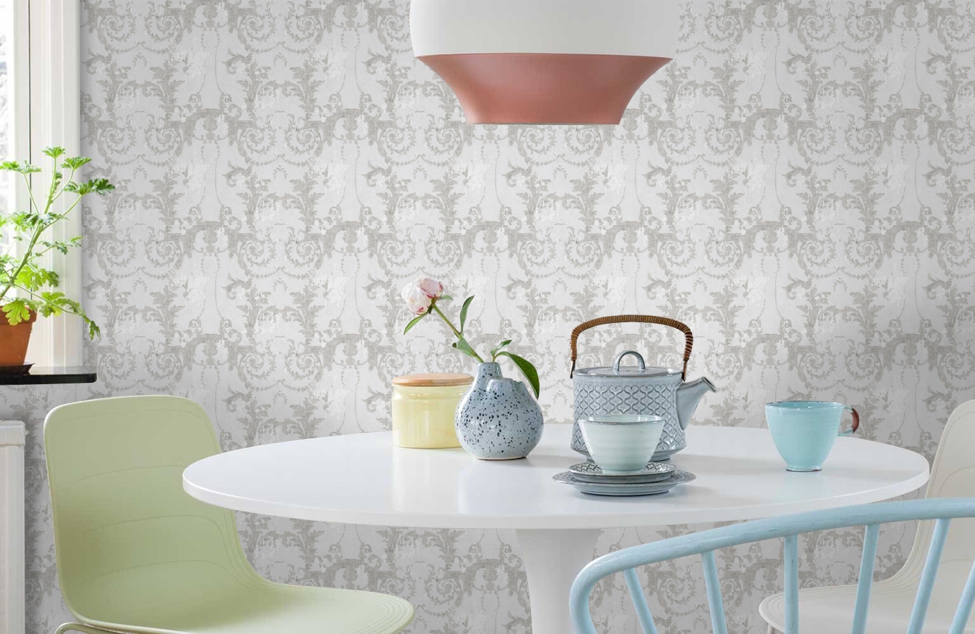 Обои 37648-1 фото в интерьере кухни