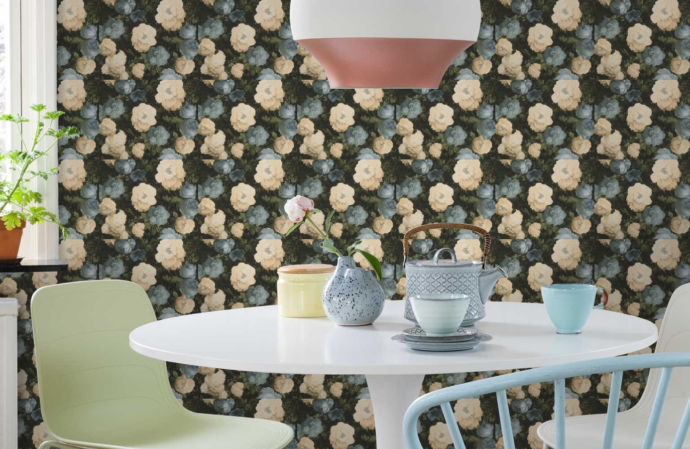 Обои 37650-2 фото в интерьере кухни