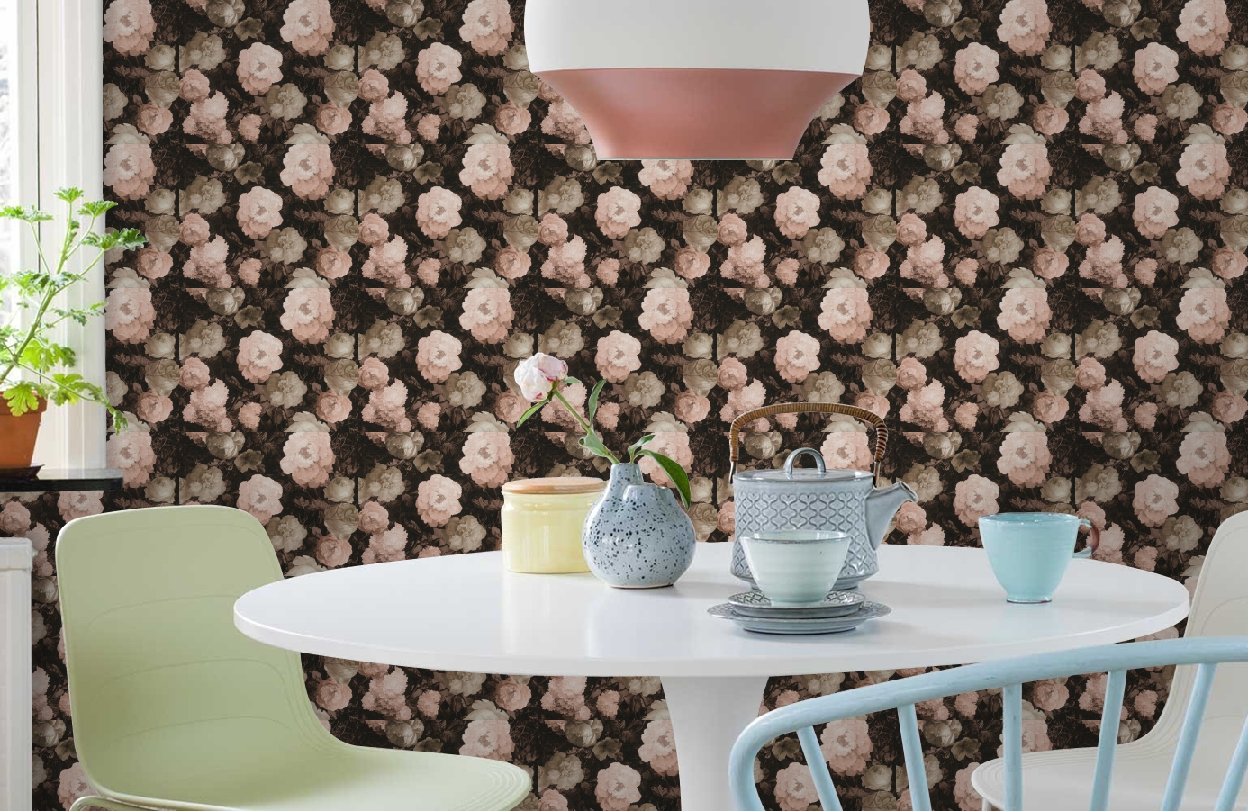 Обои 37650-4 фото в интерьере кухни