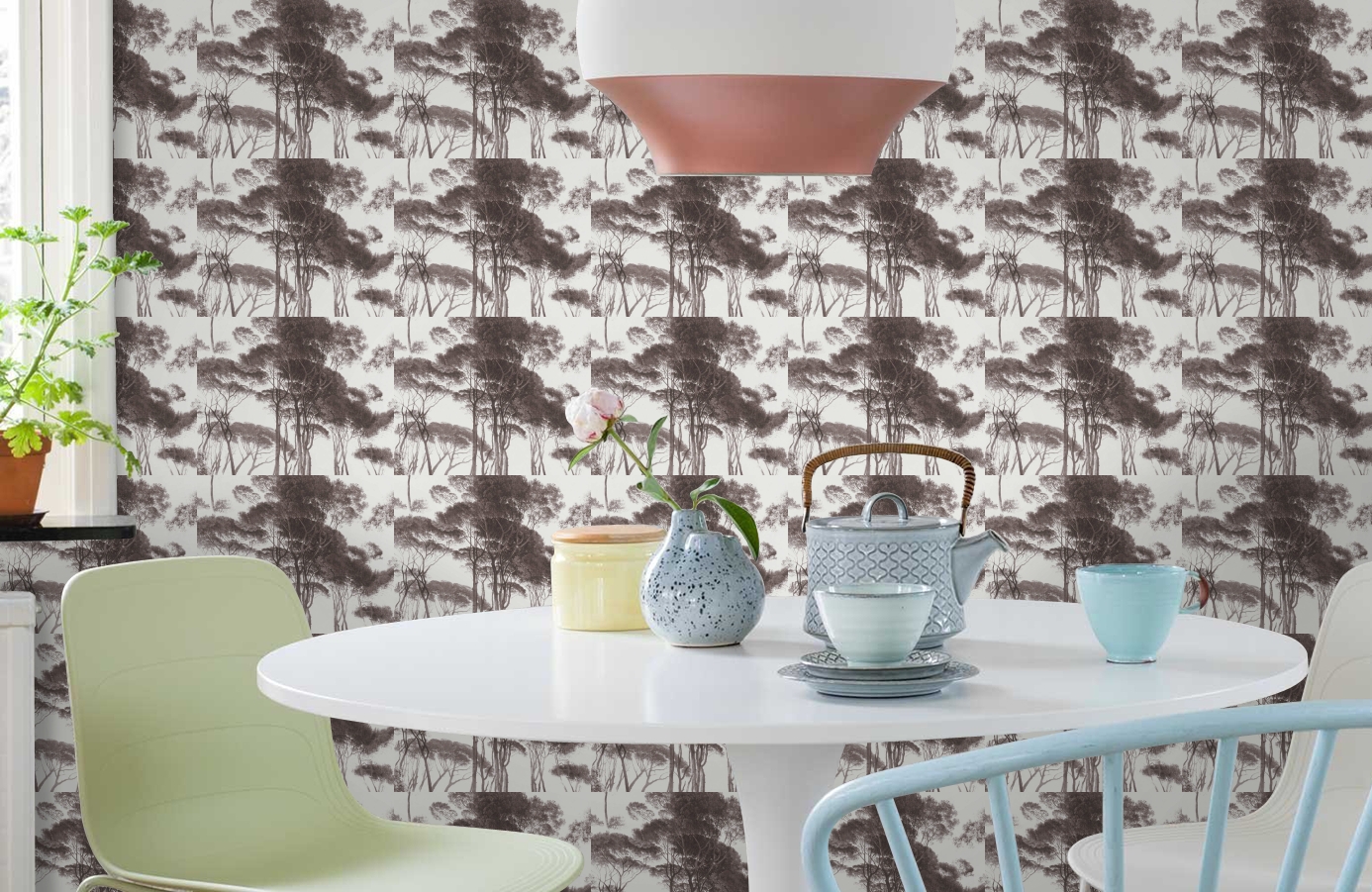 Обои 37651-1 фото в интерьере кухни