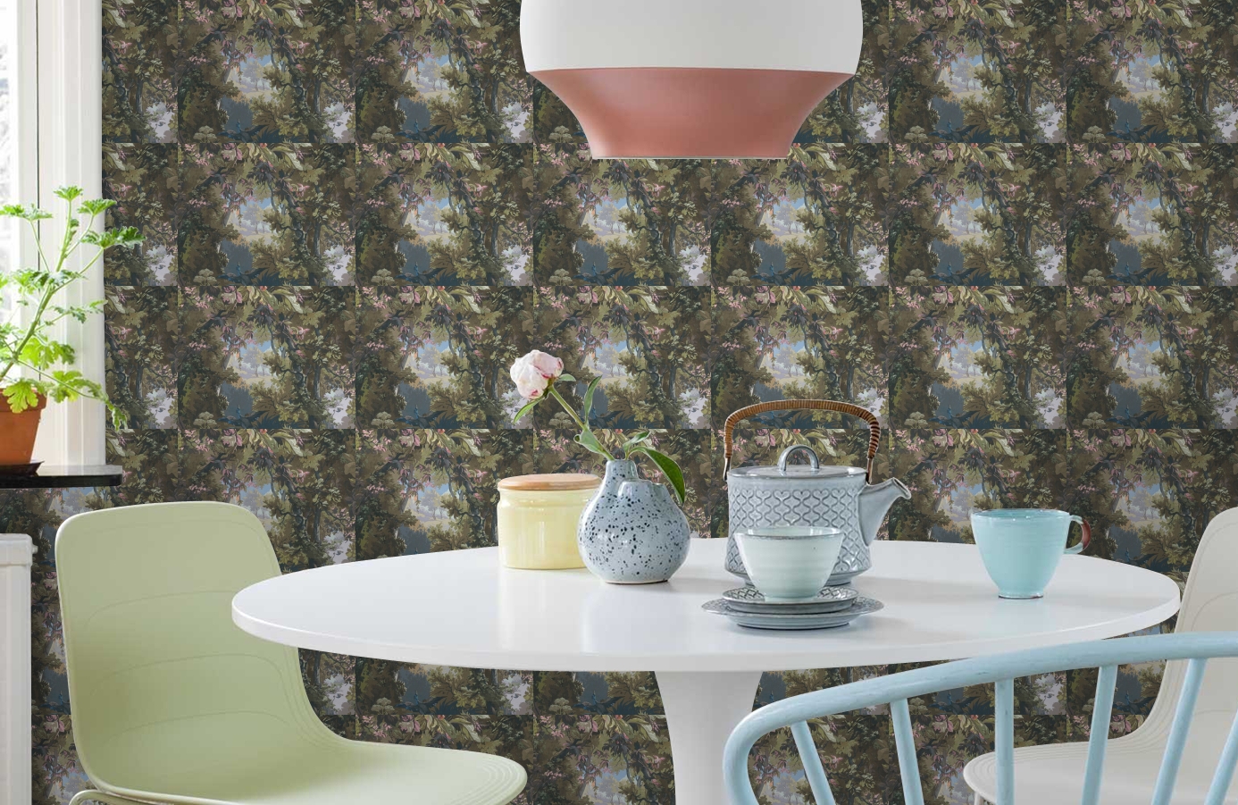 Обои 37652-2 фото в интерьере кухни