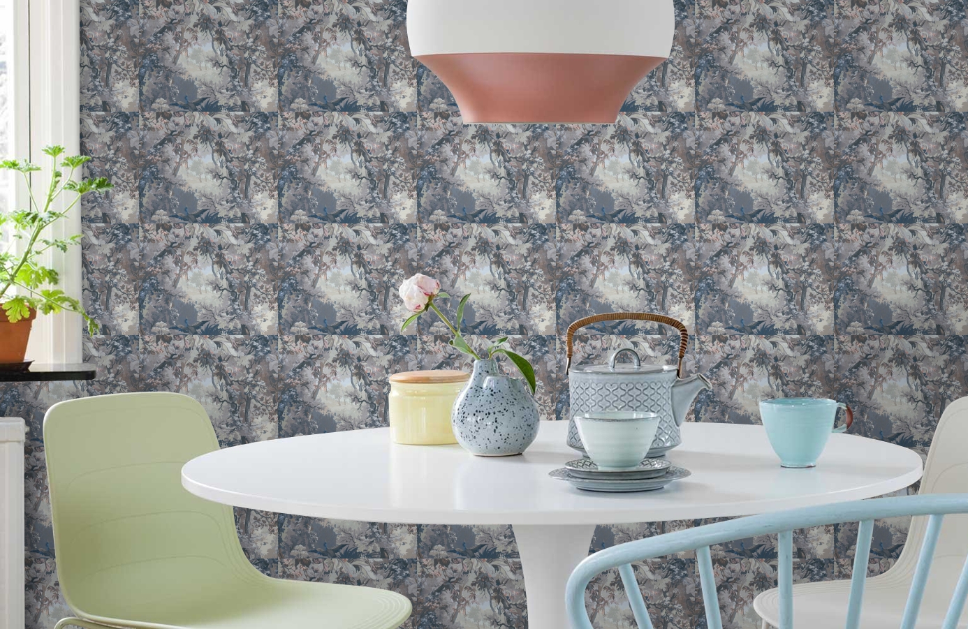 Обои 37652-3 фото в интерьере кухни