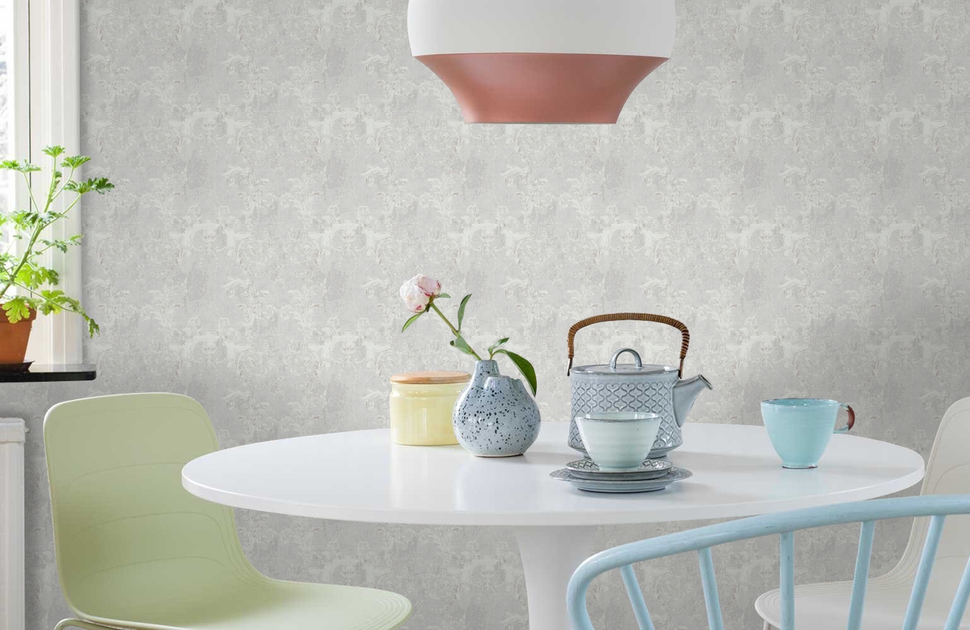 Обои 37653-1 фото в интерьере кухни