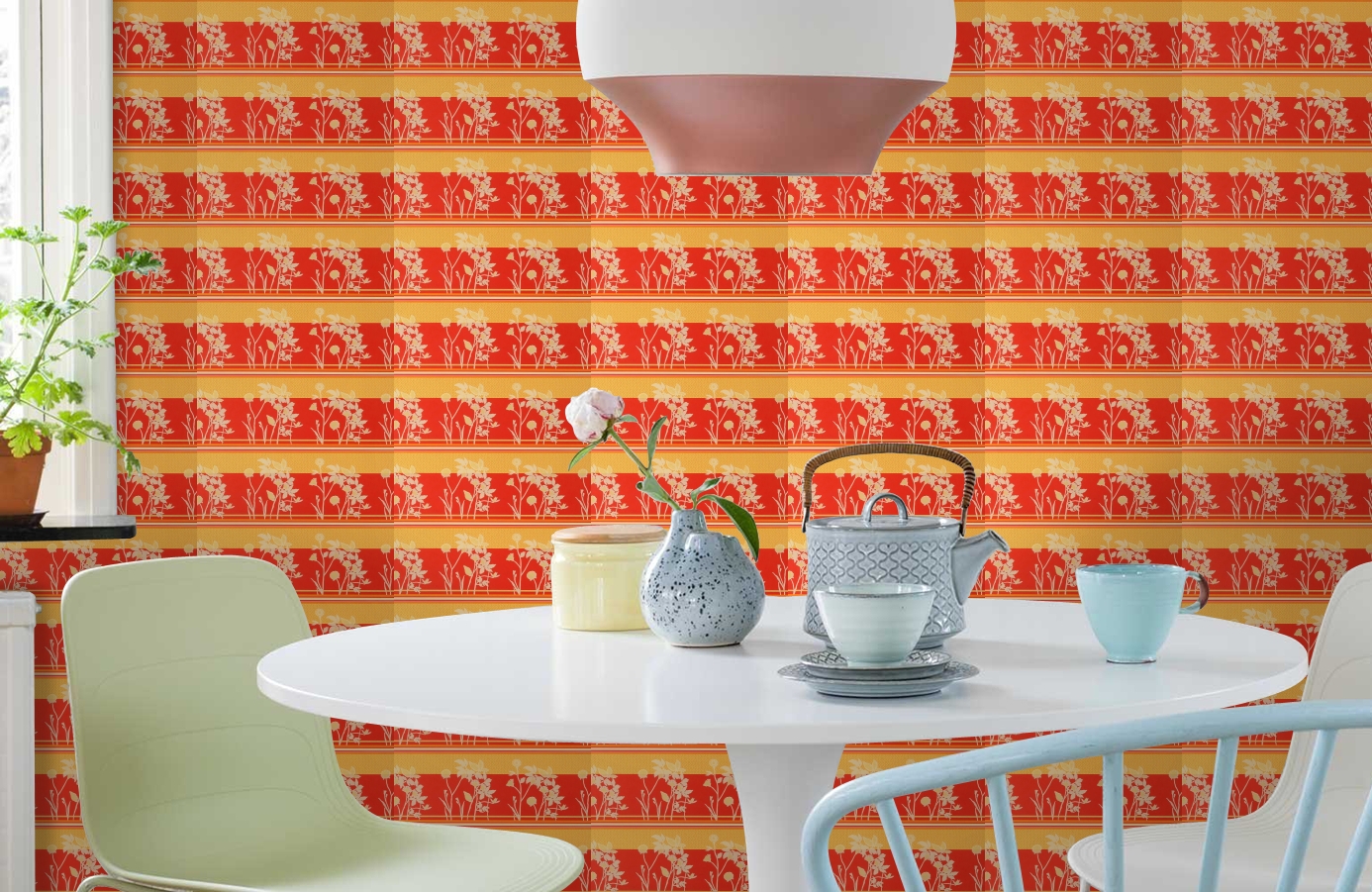 Обои 5270-11 фото в интерьере кухни