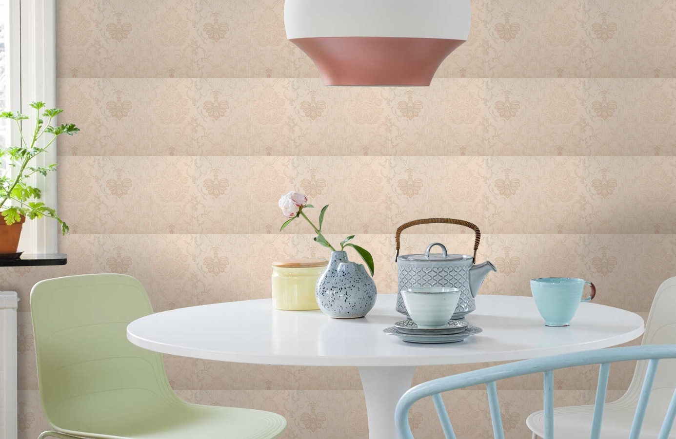 Обои 5380-17 фото в интерьере кухни