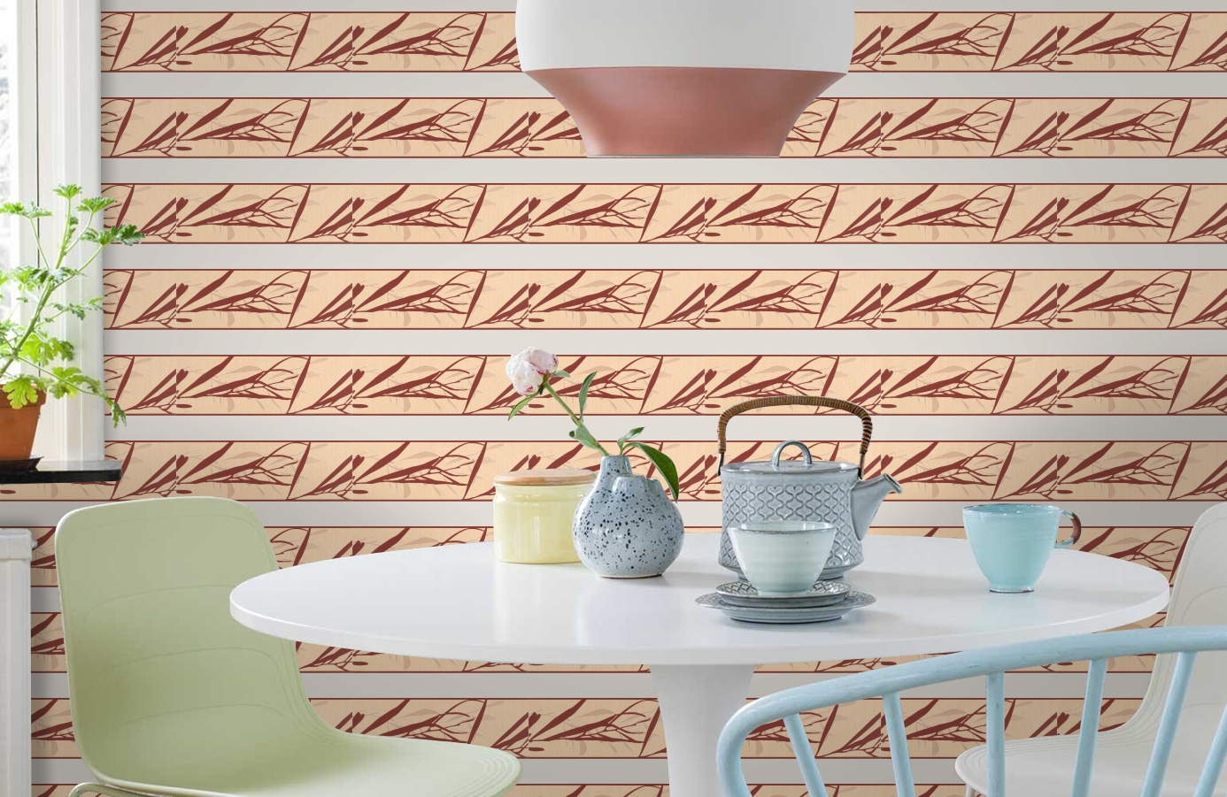 Обои 5494-33 фото в интерьере кухни