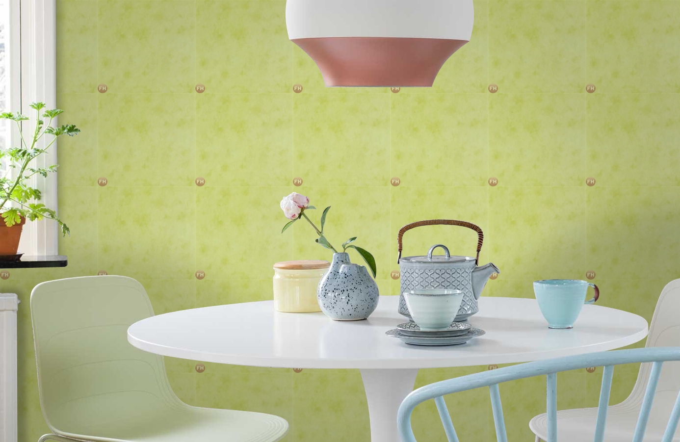 Обои 6888-66 фото в интерьере кухни