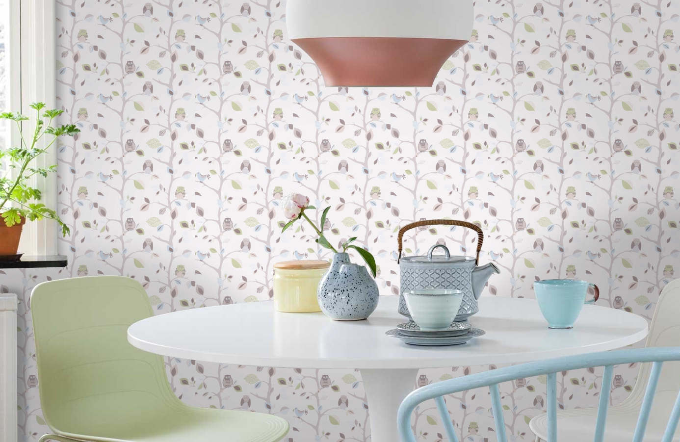 Обои 8563-33 фото в интерьере кухни