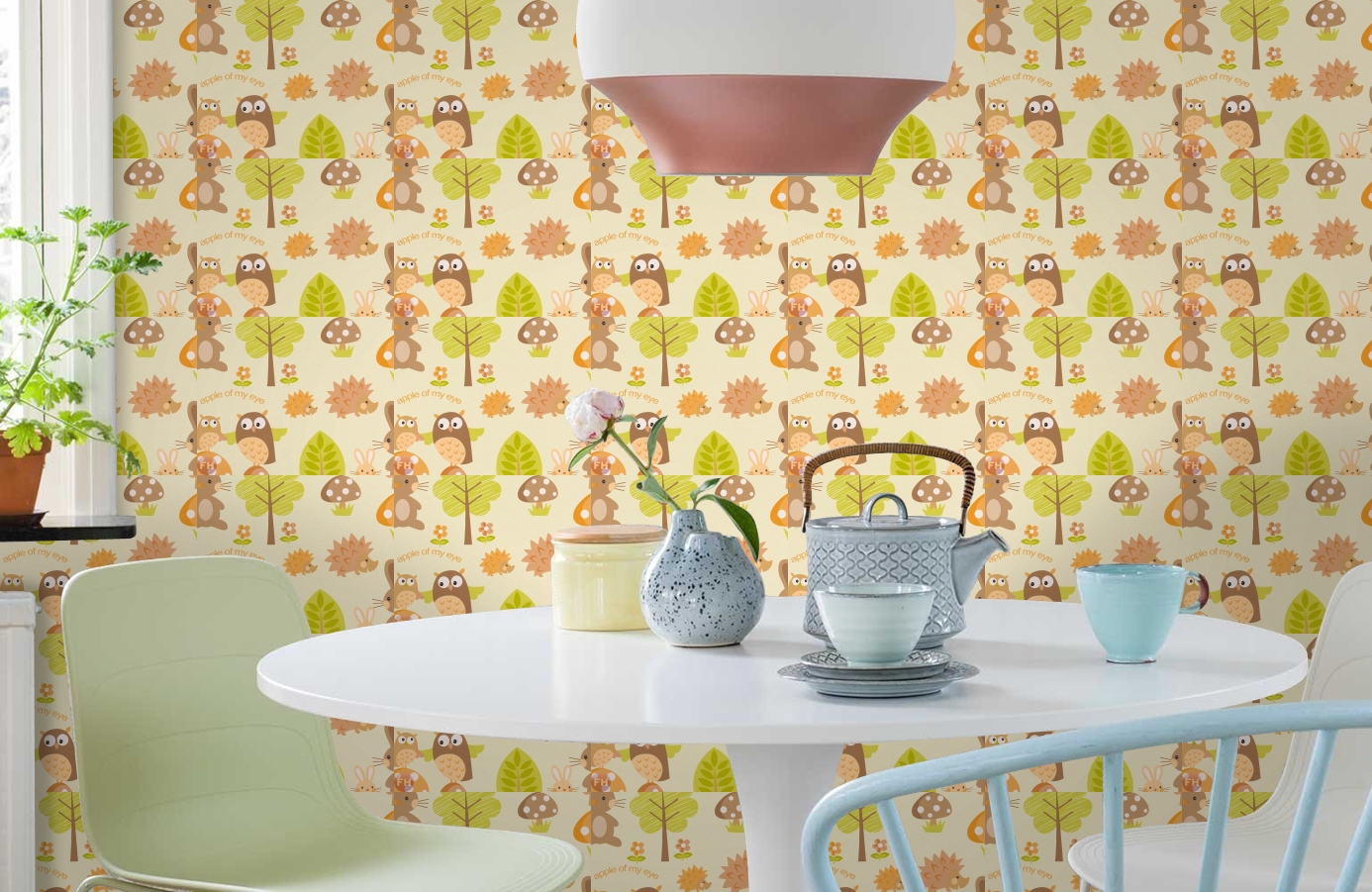 Обои 93555-2 фото в интерьере кухни