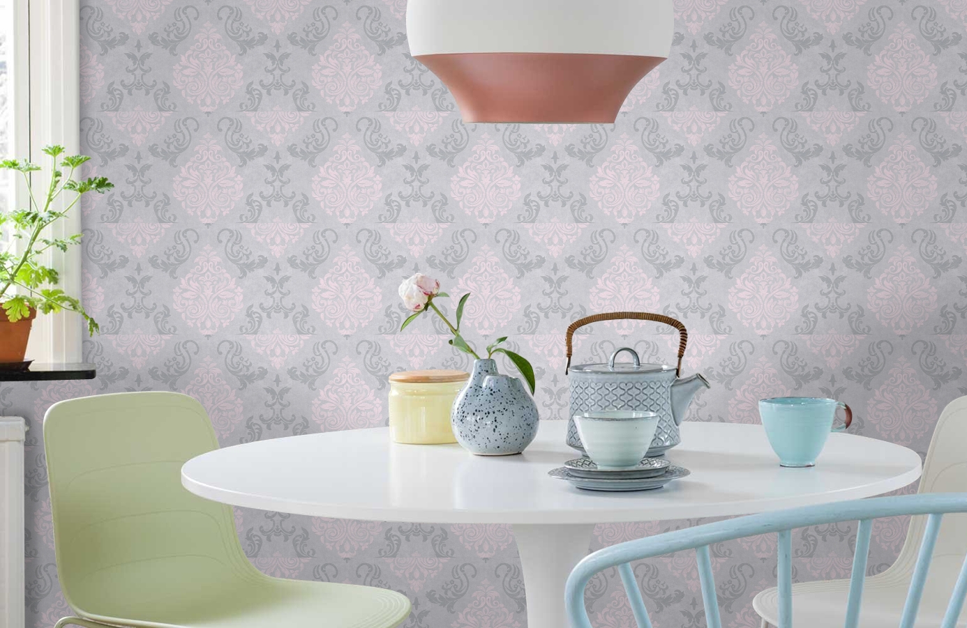 Обои 95372-6 фото в интерьере кухни