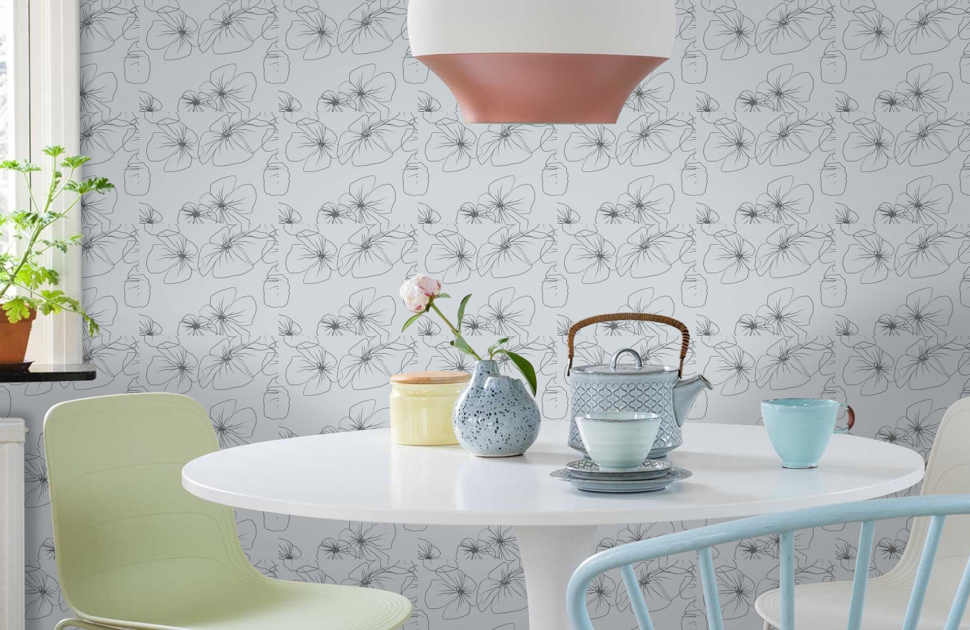 Обои 95523-4 фото в интерьере кухни