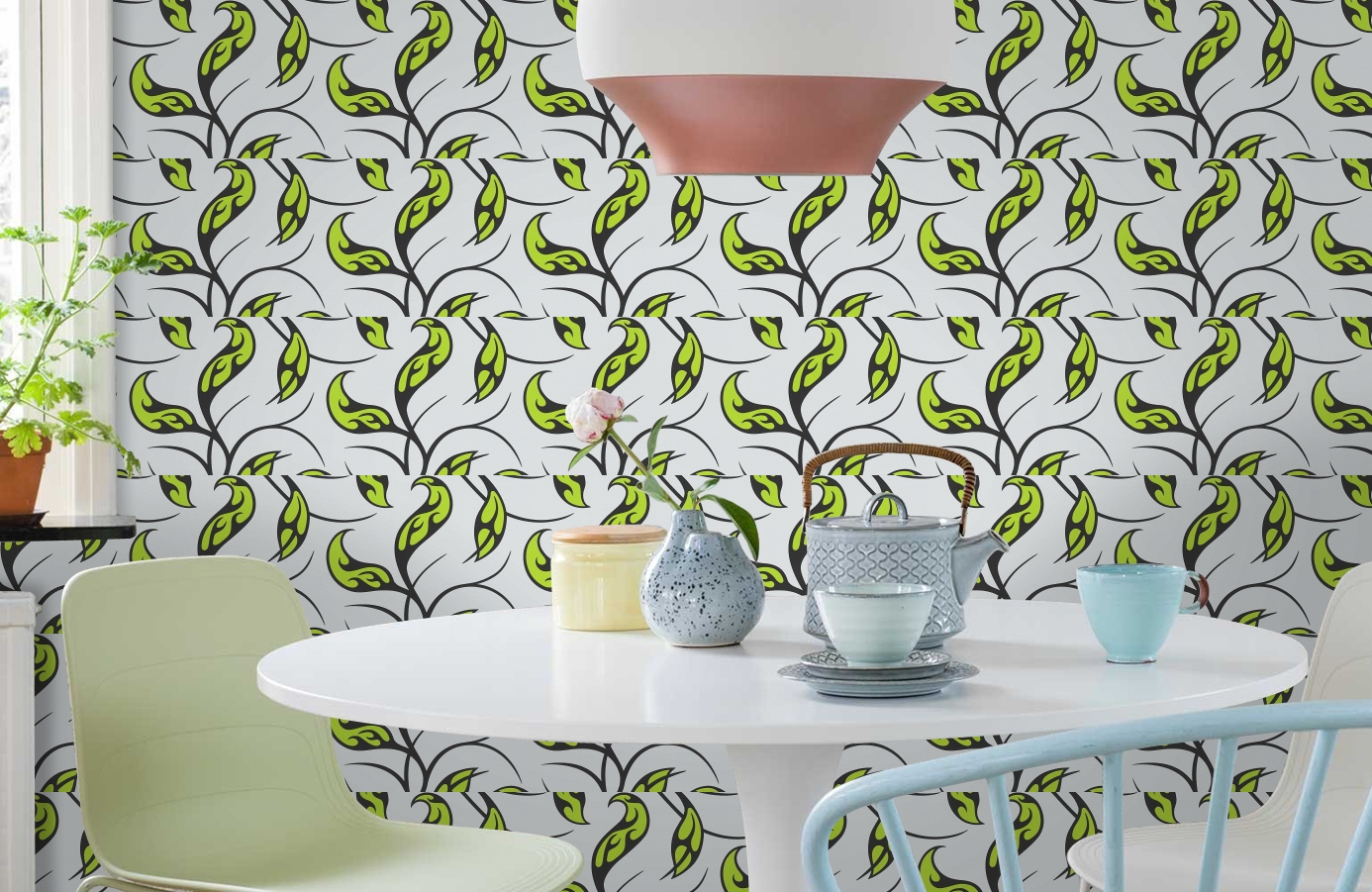 Обои 95525-5 фото в интерьере кухни