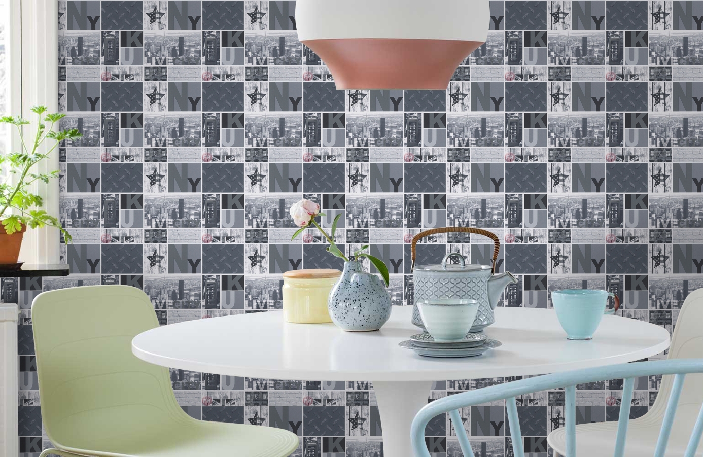 Обои 95596-2 фото в интерьере кухни