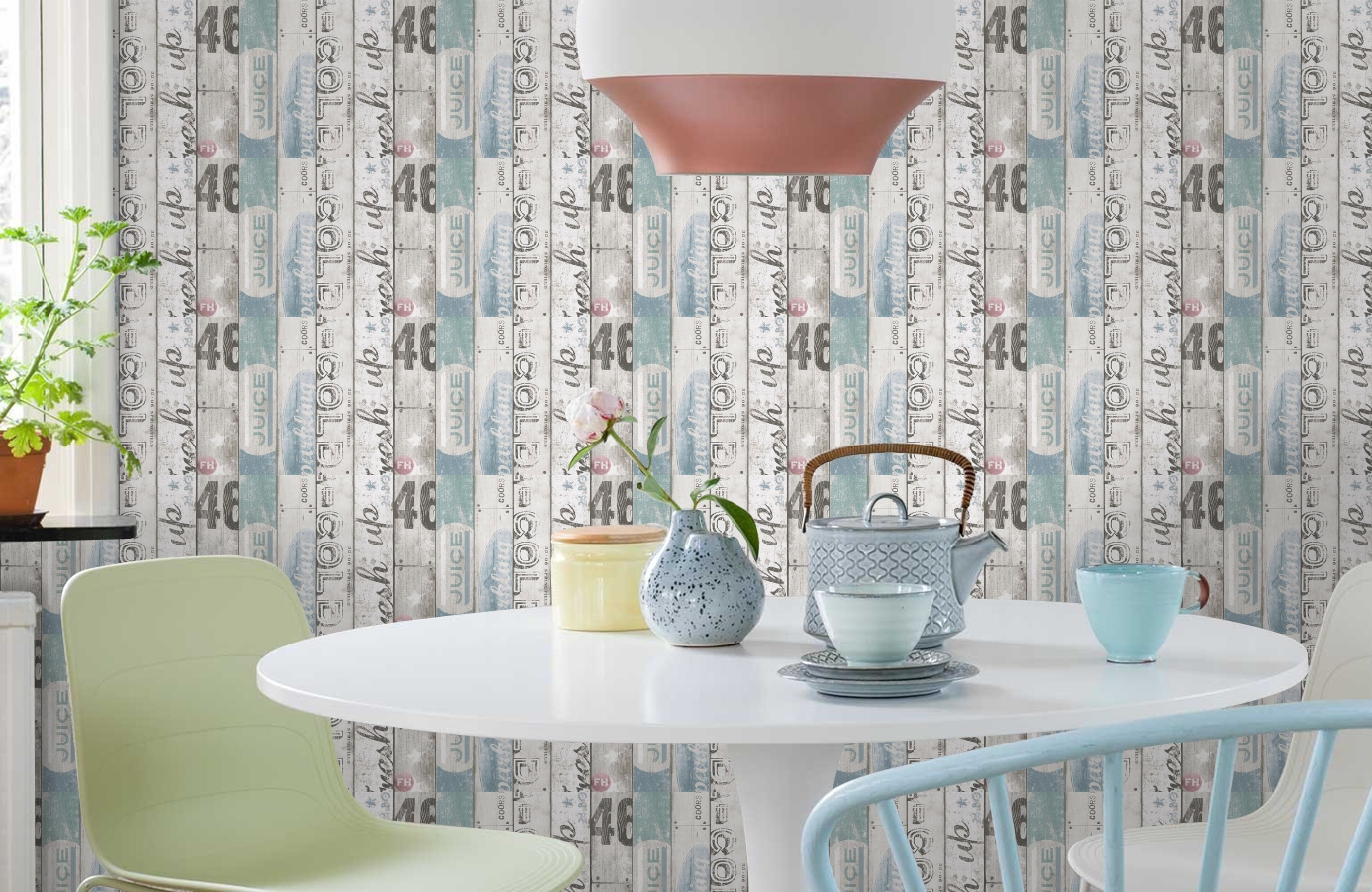 Обои 95950-3 фото в интерьере кухни