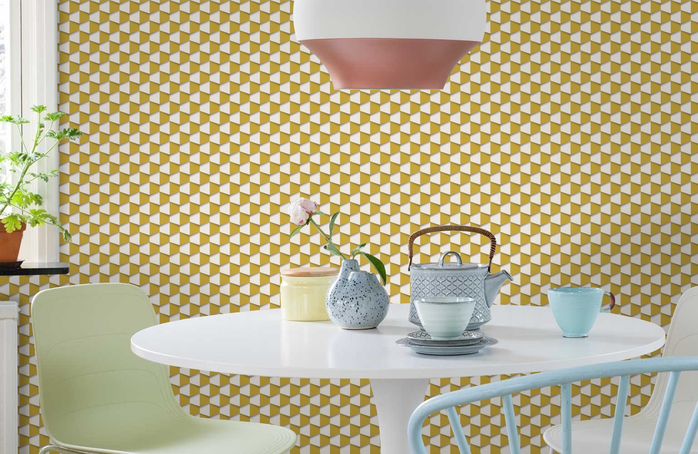 Обои 96018-1 фото в интерьере кухни