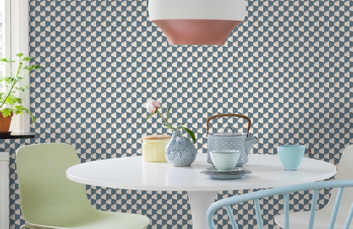 Обои 96018-2 фото в интерьере кухни