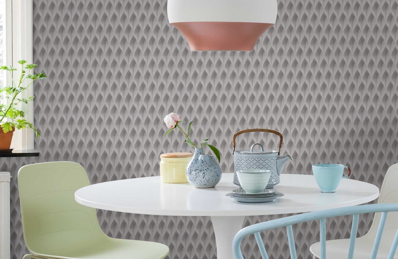 Обои 96027-3 фото в интерьере кухни