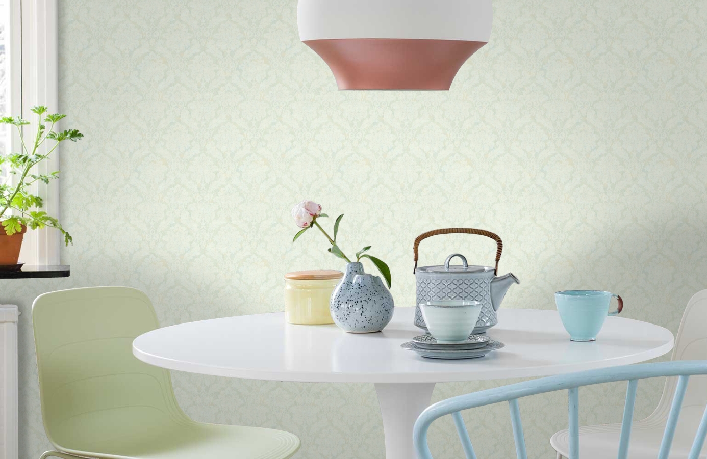 Обои DL21404 фото в интерьере кухни