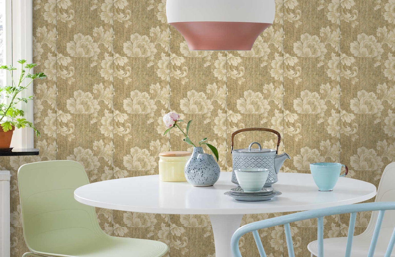 Обои FD20318 фото в интерьере кухни