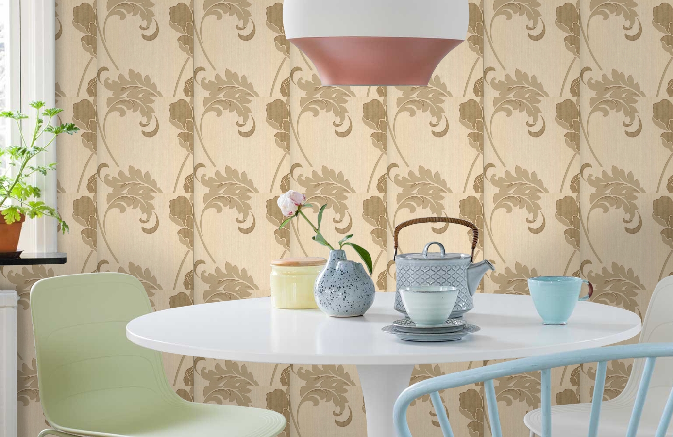 Обои FD20338 фото в интерьере кухни