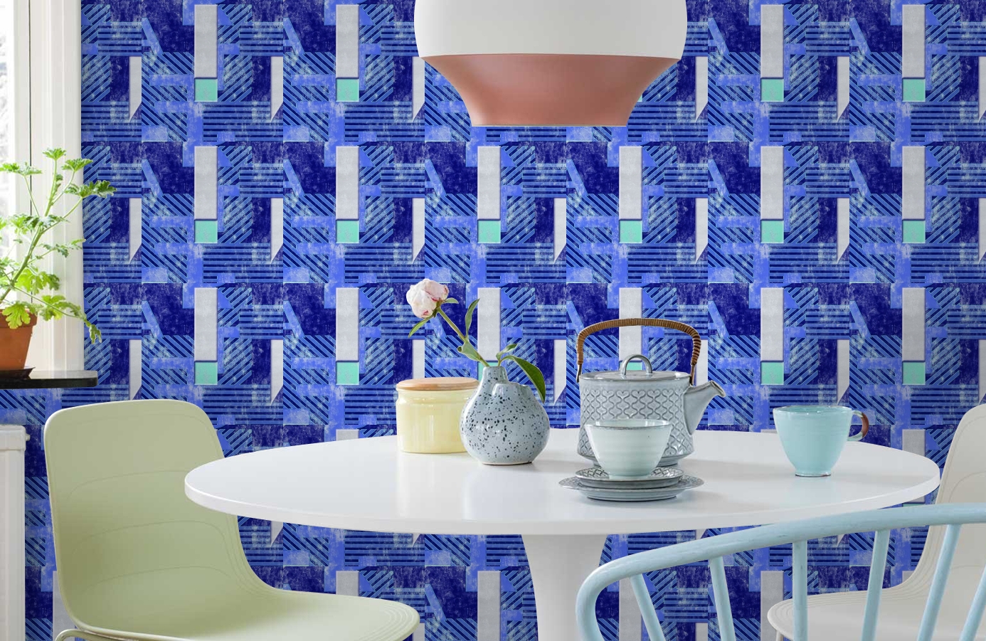 Обои 509-1 фото в интерьере кухни