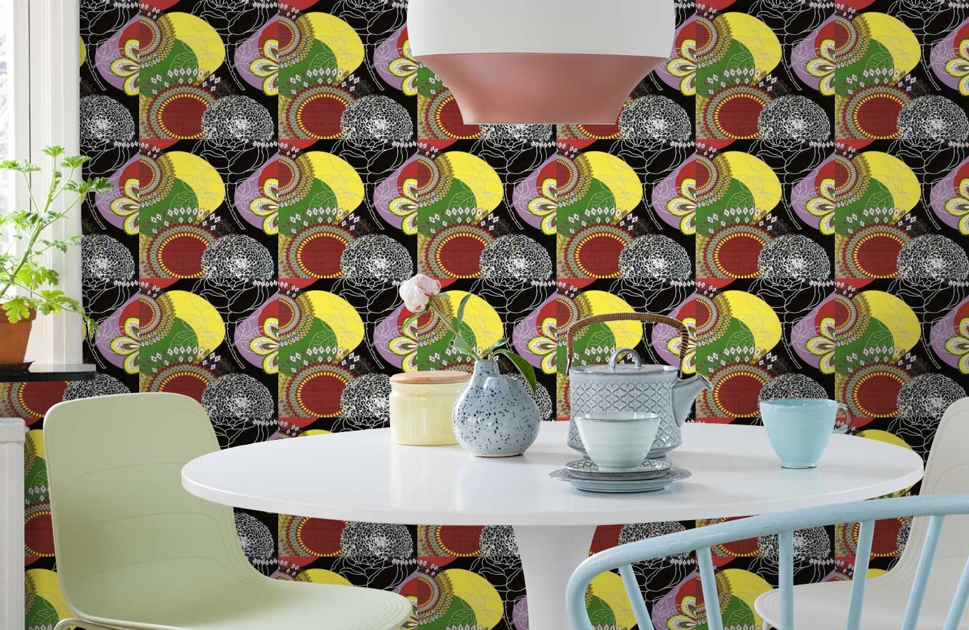 Обои 512-1 фото в интерьере кухни