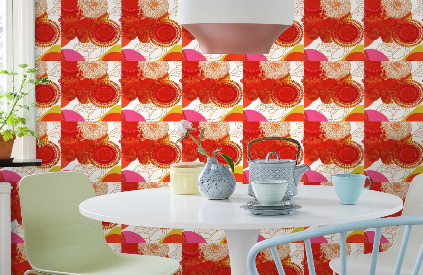 Обои 512-3 фото в интерьере кухни