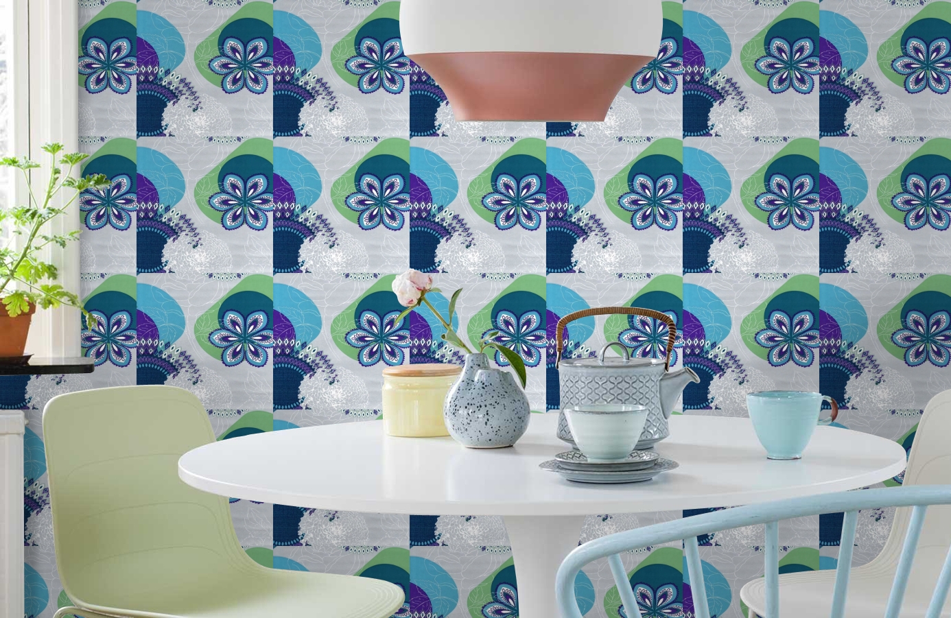 Обои 512-4 фото в интерьере кухни