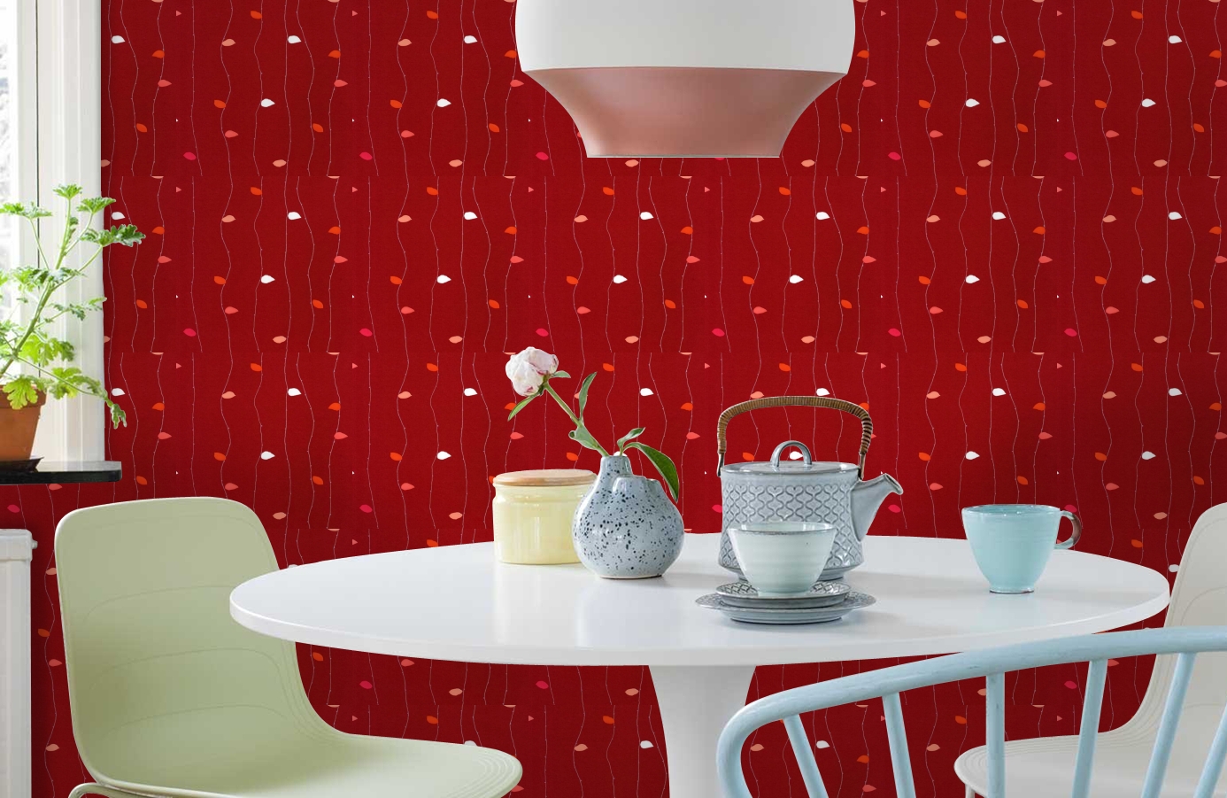 Обои 519-2 фото в интерьере кухни