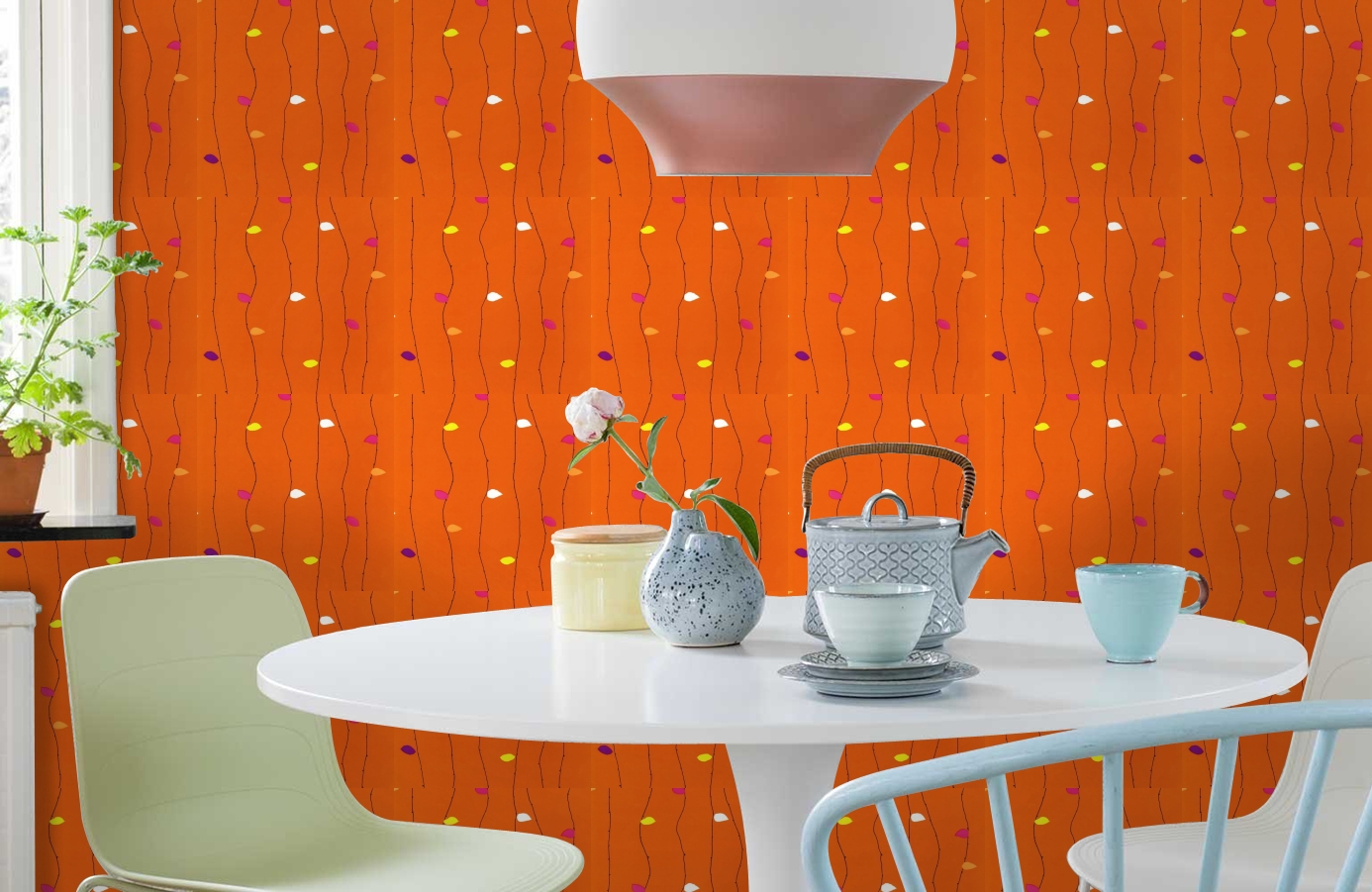 Обои 519-5 фото в интерьере кухни