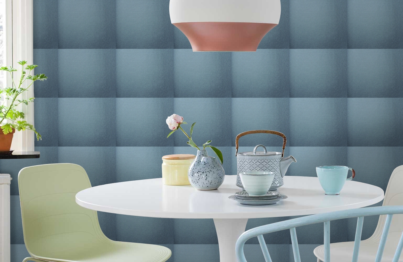 Обои 6520-7 фото в интерьере кухни