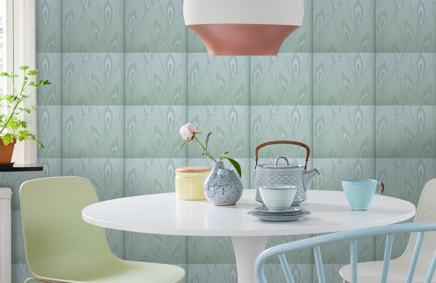 Обои 6530-6 фото в интерьере кухни