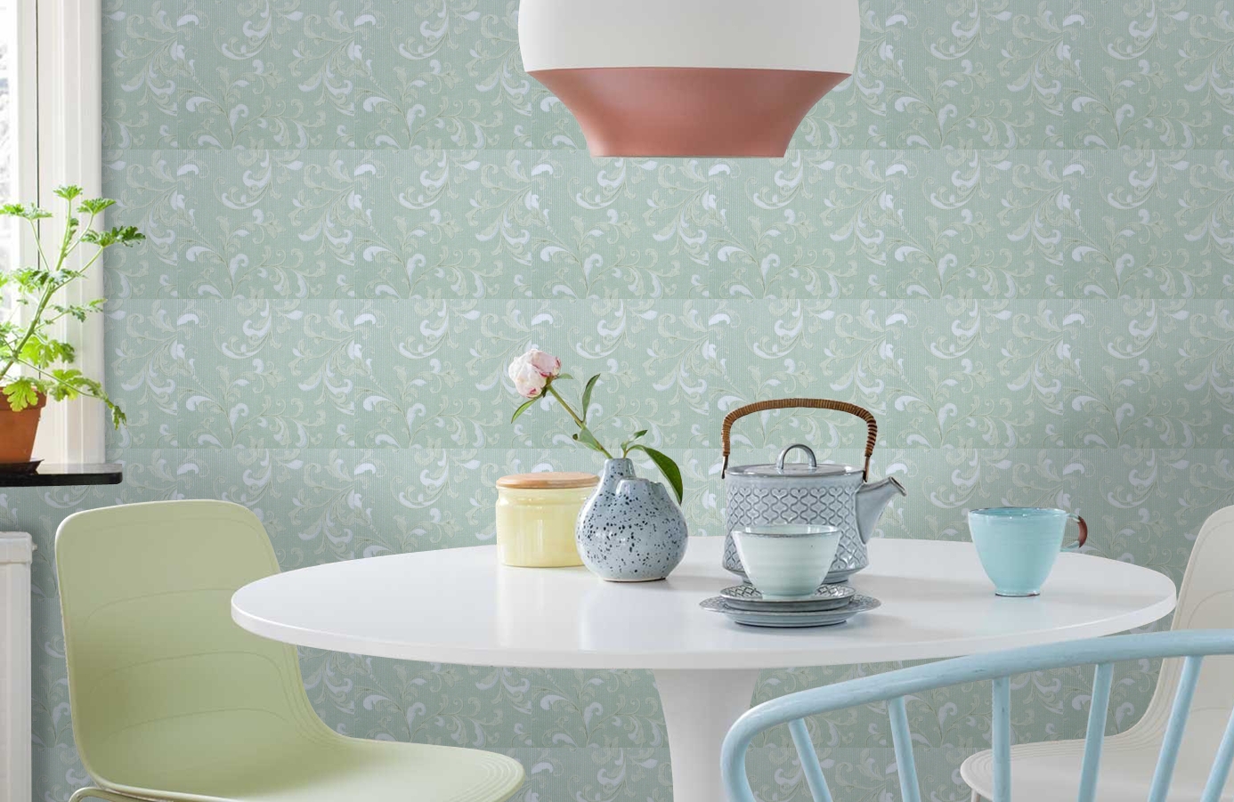 Обои 6550-3 фото в интерьере кухни