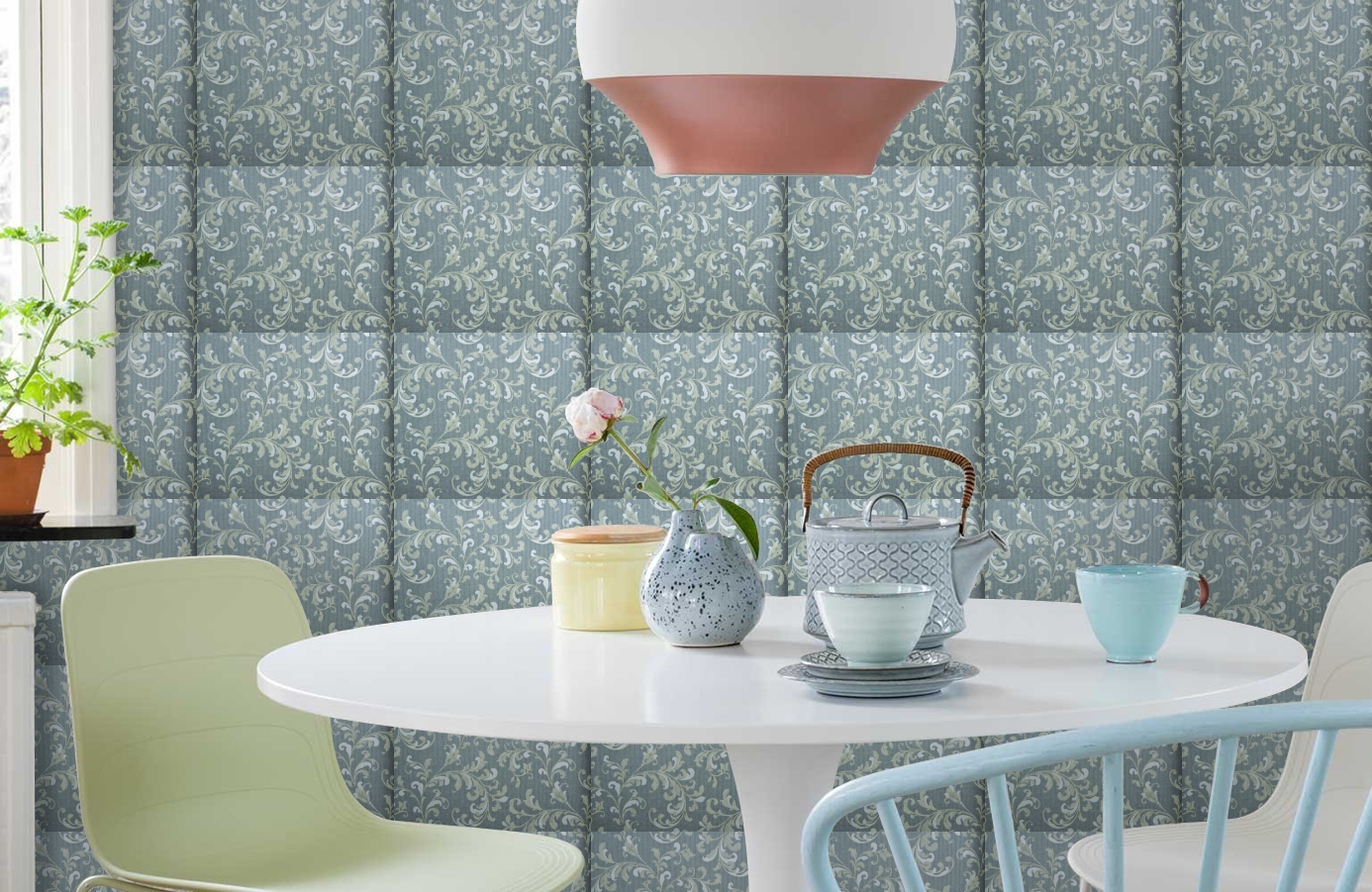 Обои 6550-4 фото в интерьере кухни