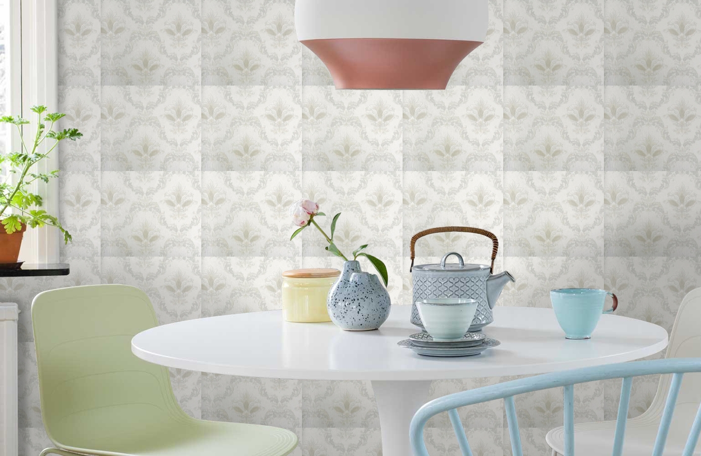 Обои 6560-3 фото в интерьере кухни