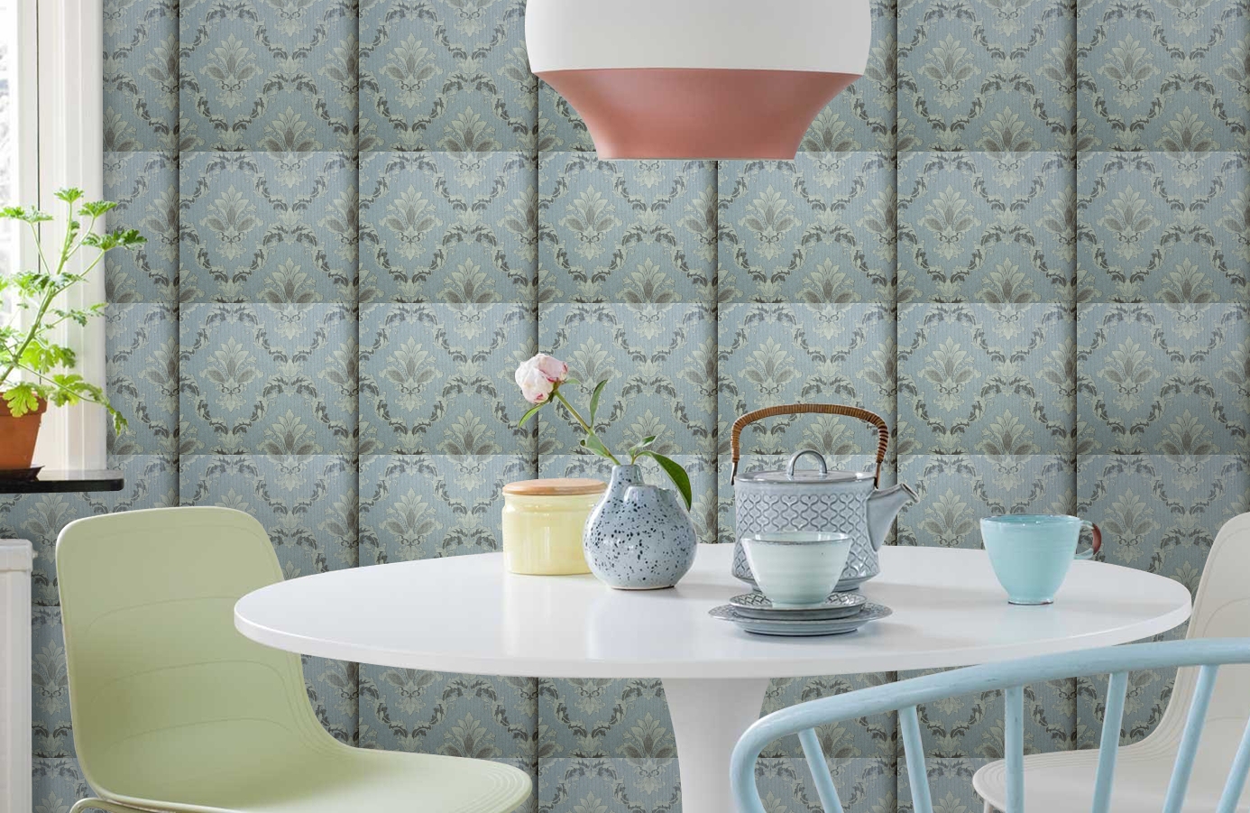 Обои 6560-5 фото в интерьере кухни