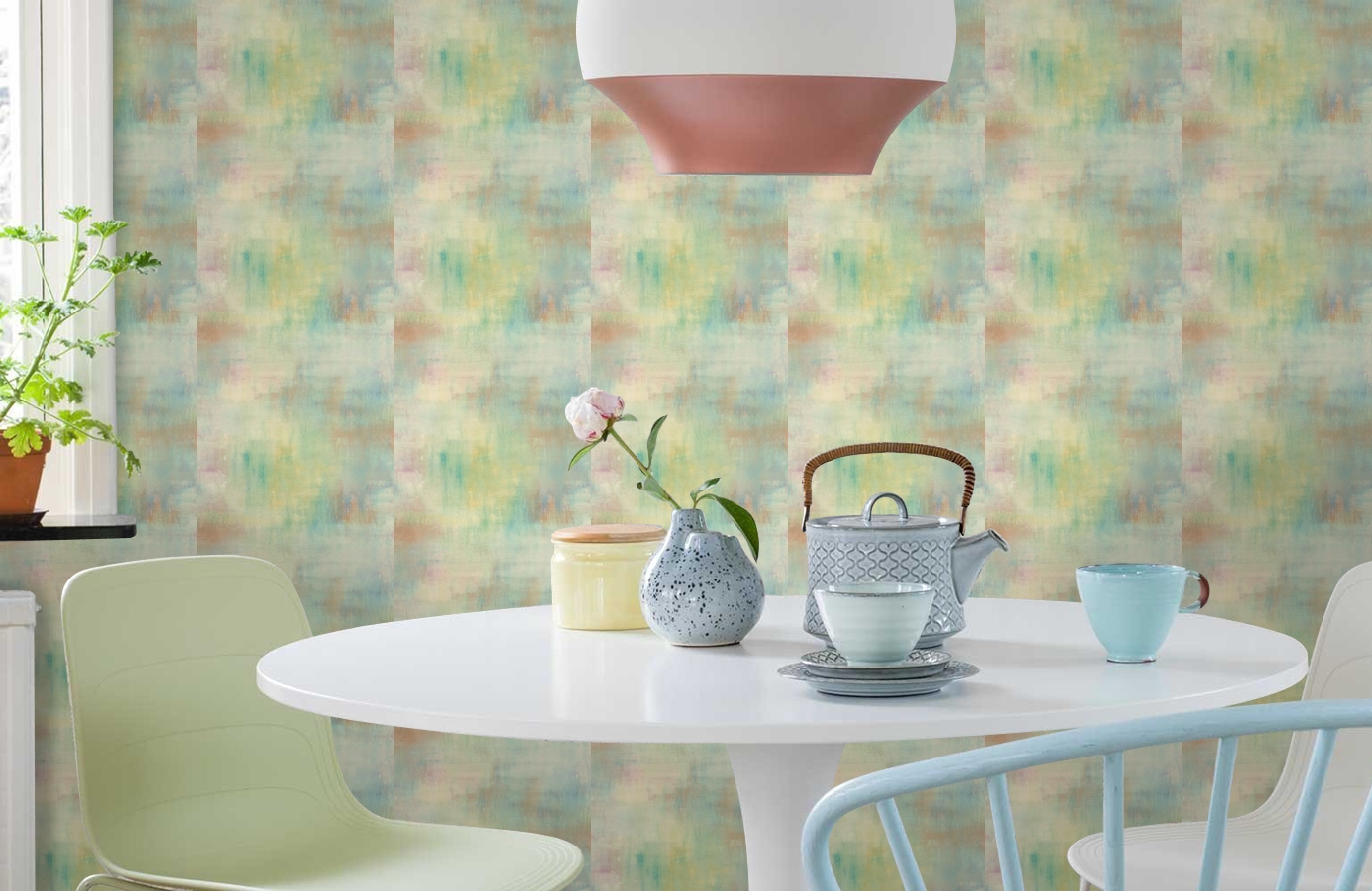 Обои AH40111 фото в интерьере кухни