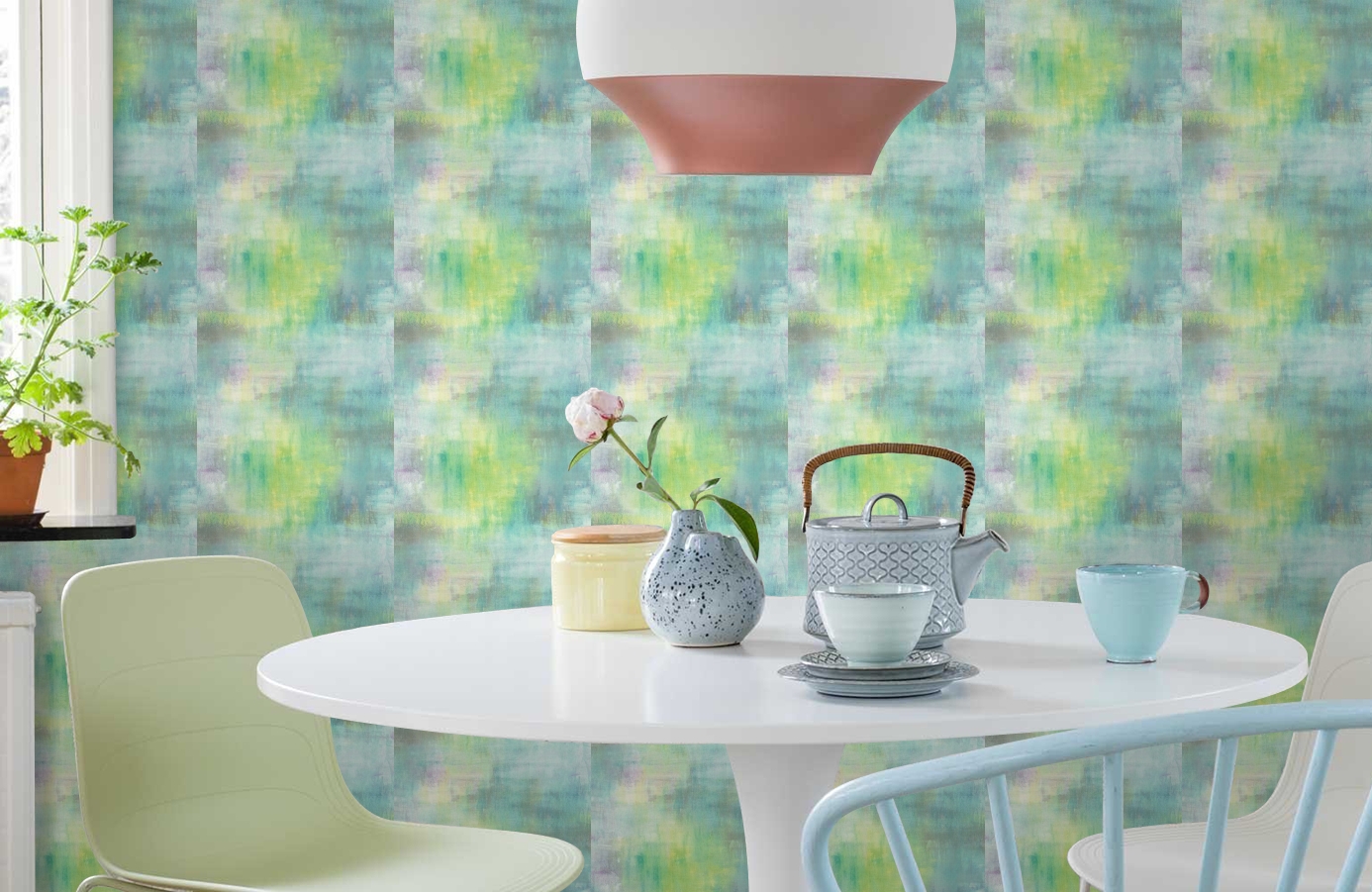 Обои AH40119 фото в интерьере кухни