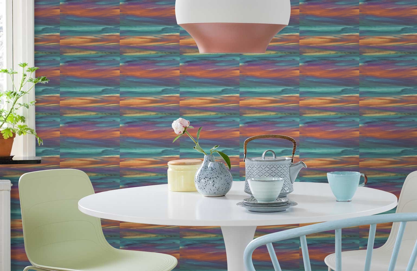 Обои AH40201 фото в интерьере кухни