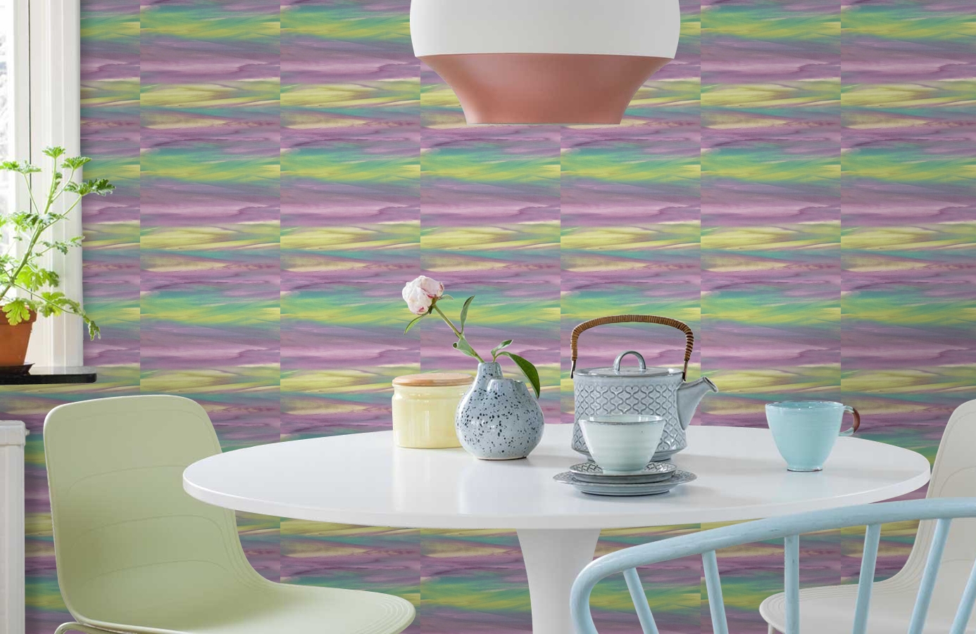 Обои AH40209 фото в интерьере кухни