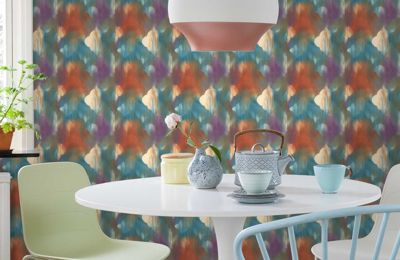 Обои AH40301 фото в интерьере кухни