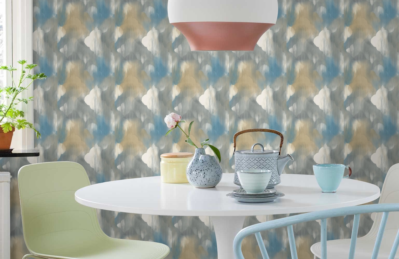 Обои AH40302 фото в интерьере кухни