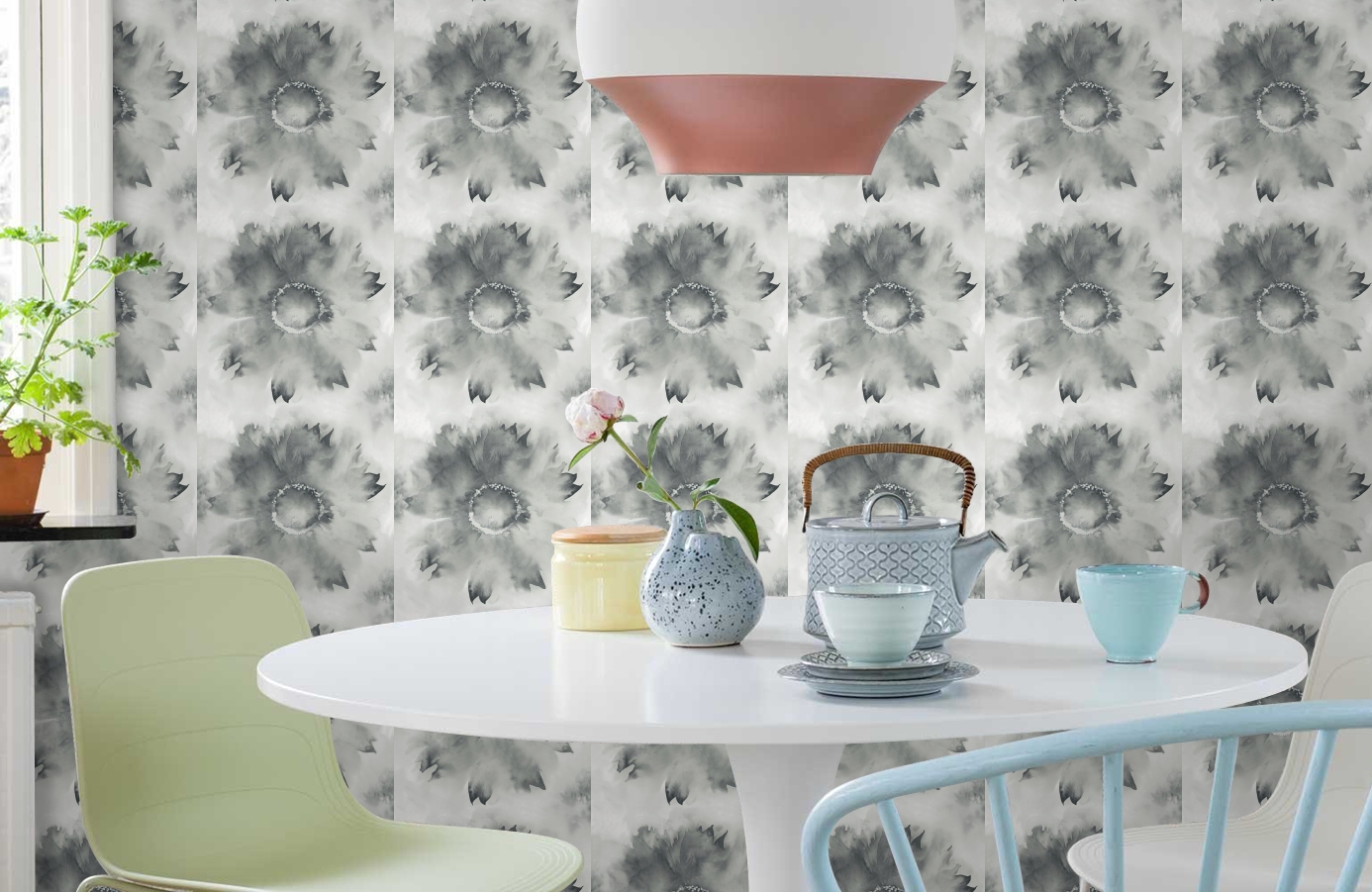 Обои AH40500 фото в интерьере кухни