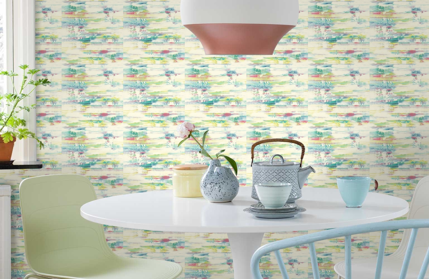 Обои AH41101 фото в интерьере кухни