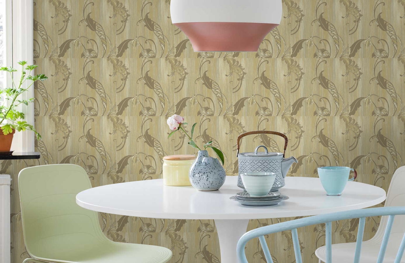 Обои DV40507 фото в интерьере кухни