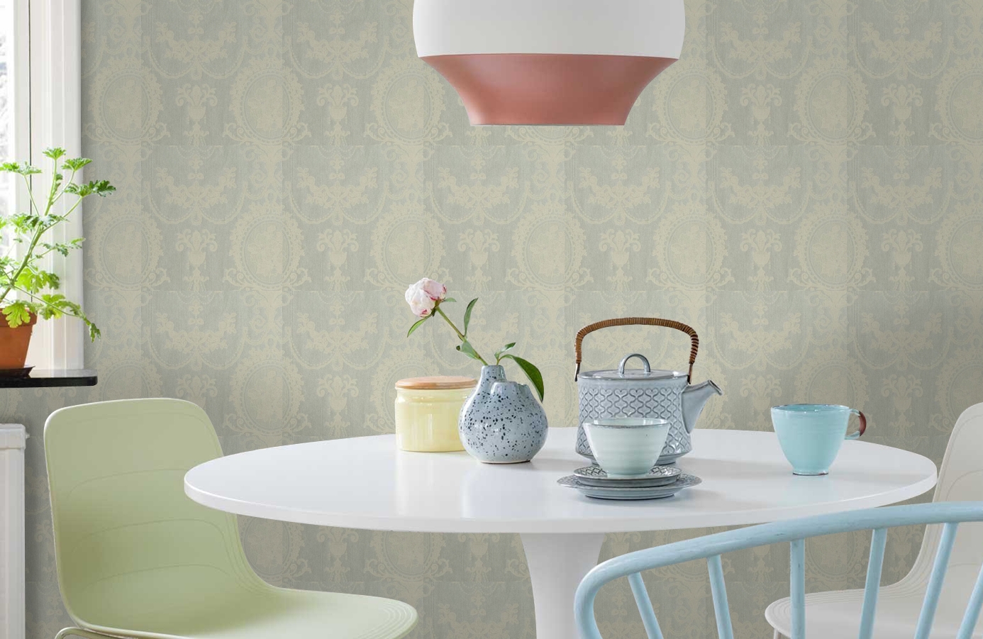 Обои SL10105 фото в интерьере кухни