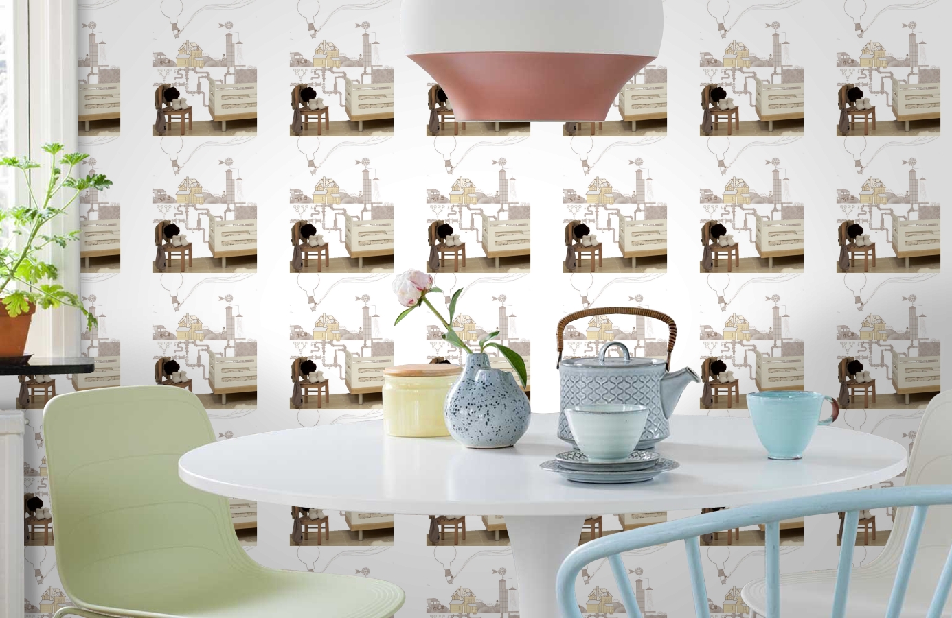 Обои M1003-1 фото в интерьере кухни