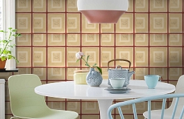 Обои Biography Red BI03 фото в интерьере кухни превью