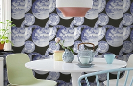 Обои Cargo Blue-white фото в интерьере кухни превью